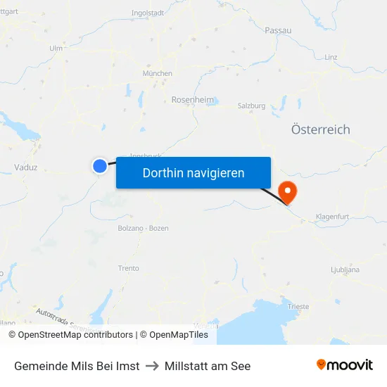 Gemeinde Mils Bei Imst to Millstatt am See map