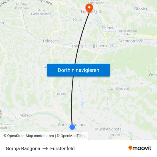 Gornja Radgona to Fürstenfeld map
