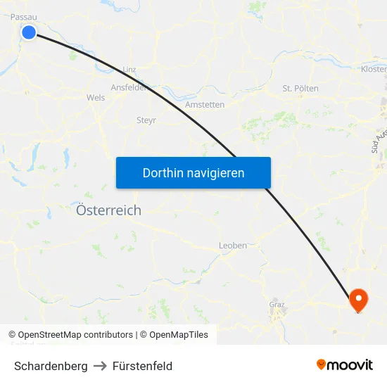 Schardenberg to Fürstenfeld map