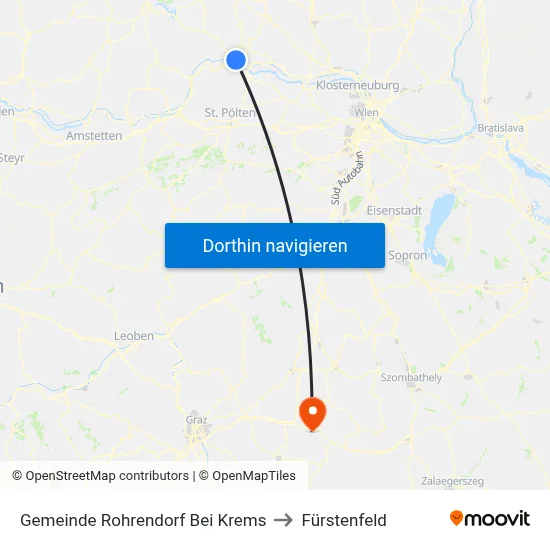 Gemeinde Rohrendorf Bei Krems to Fürstenfeld map