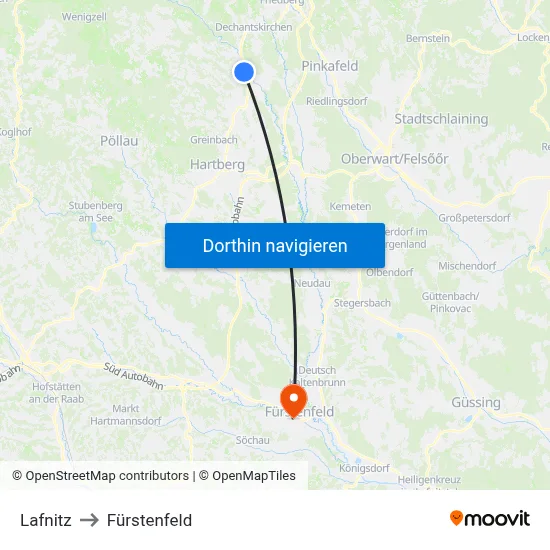 Lafnitz to Fürstenfeld map