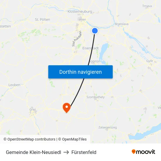 Gemeinde Klein-Neusiedl to Fürstenfeld map