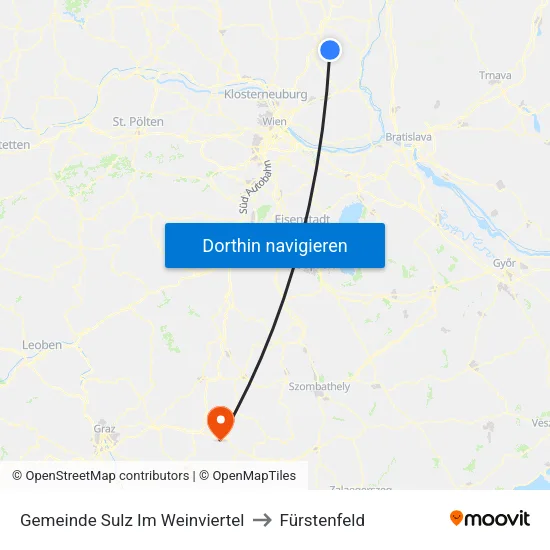 Gemeinde Sulz Im Weinviertel to Fürstenfeld map