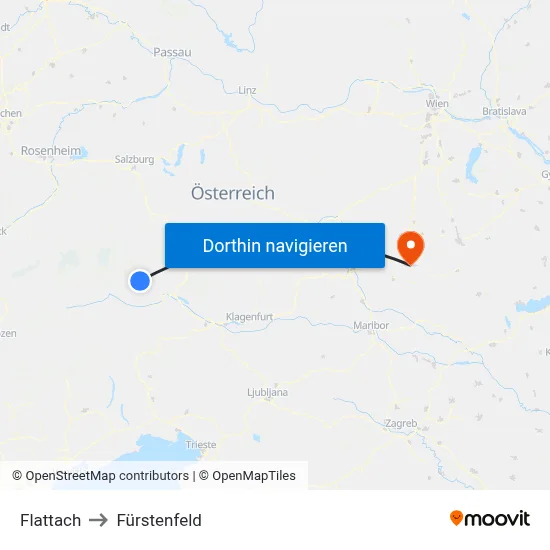 Flattach to Fürstenfeld map