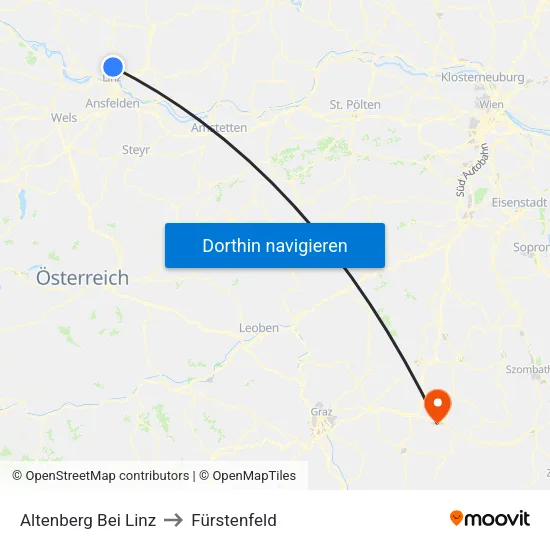 Altenberg Bei Linz to Fürstenfeld map