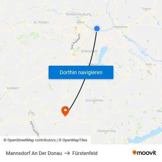 Mannsdorf An Der Donau to Fürstenfeld map