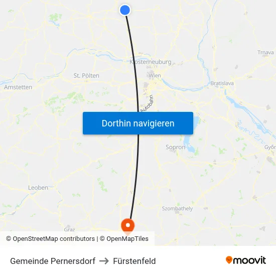Gemeinde Pernersdorf to Fürstenfeld map