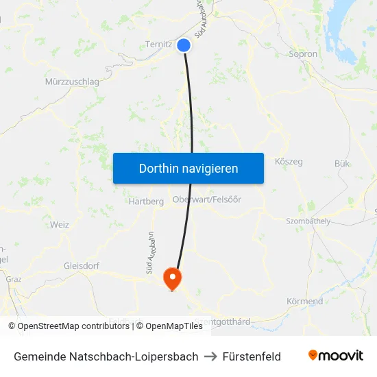 Gemeinde Natschbach-Loipersbach to Fürstenfeld map