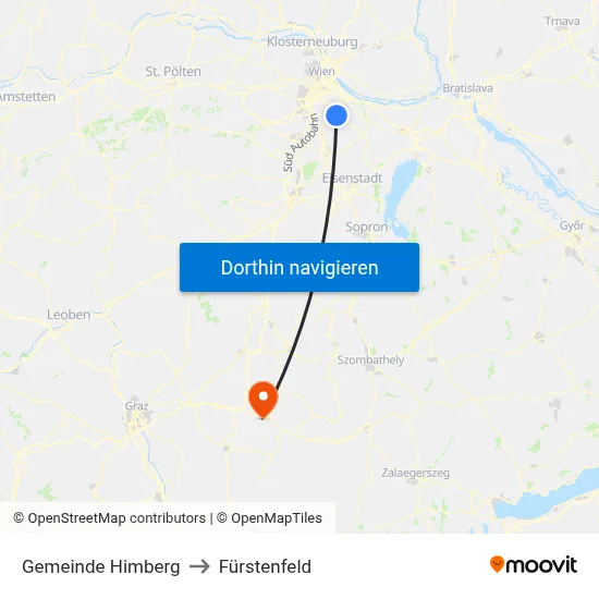 Gemeinde Himberg to Fürstenfeld map