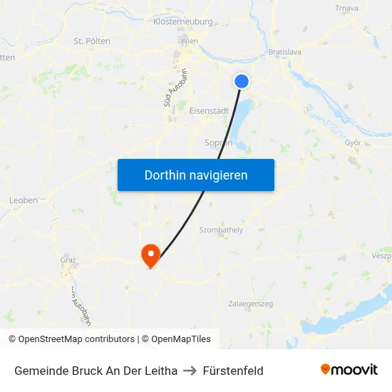 Gemeinde Bruck An Der Leitha to Fürstenfeld map