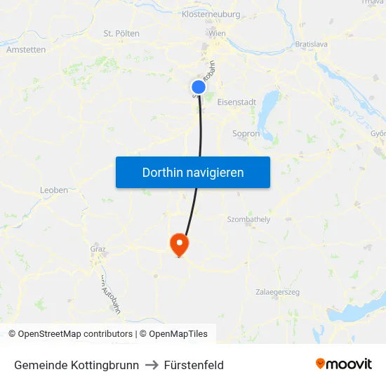 Gemeinde Kottingbrunn to Fürstenfeld map
