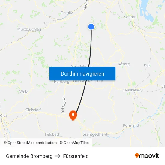 Gemeinde Bromberg to Fürstenfeld map