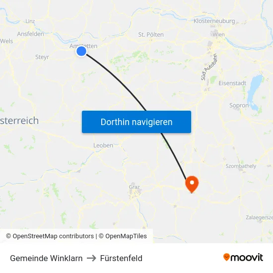 Gemeinde Winklarn to Fürstenfeld map