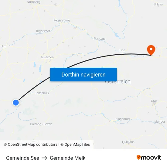 Gemeinde See to Gemeinde Melk map