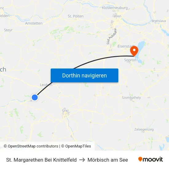 St. Margarethen Bei Knittelfeld to Mörbisch am See map