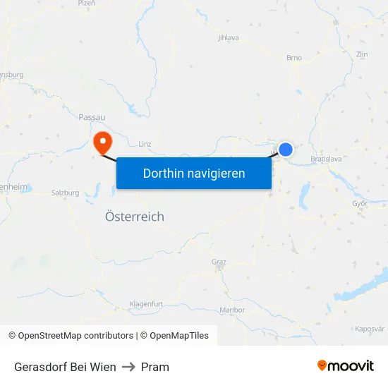 Gerasdorf Bei Wien to Pram map
