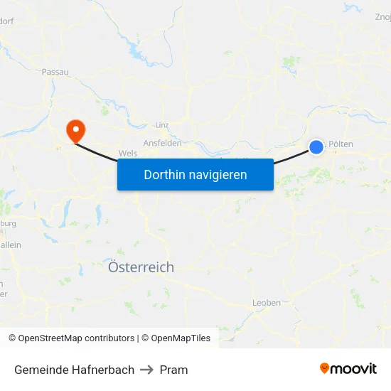 Gemeinde Hafnerbach to Pram map