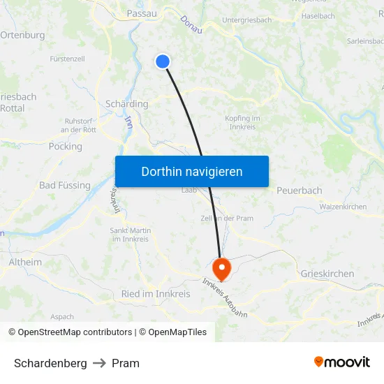 Schardenberg to Pram map