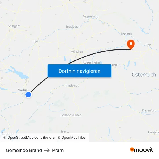 Gemeinde Brand to Pram map