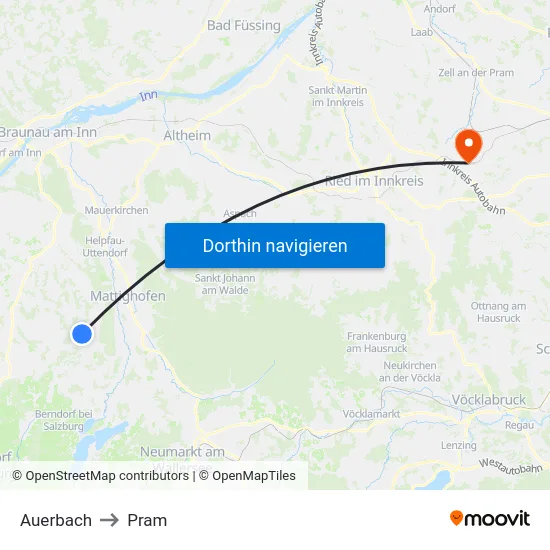 Auerbach to Pram map