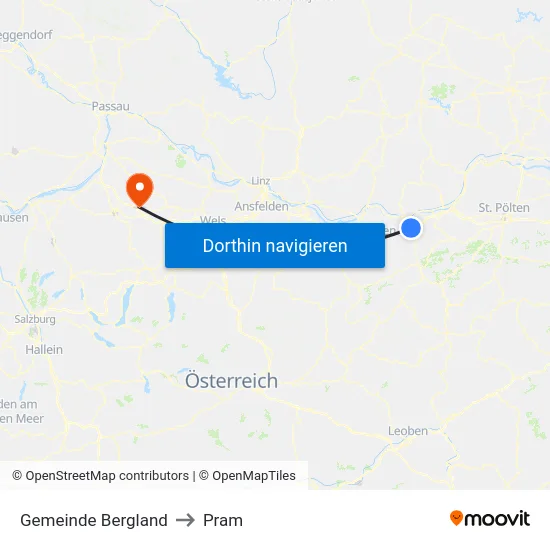 Gemeinde Bergland to Pram map