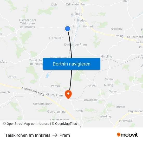 Taiskirchen Im Innkreis to Pram map