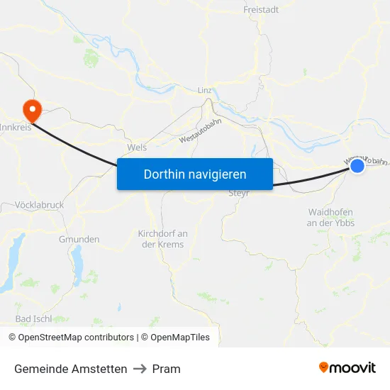 Gemeinde Amstetten to Pram map