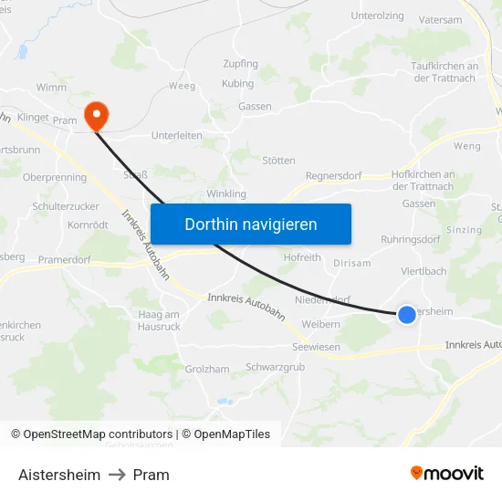 Aistersheim to Pram map