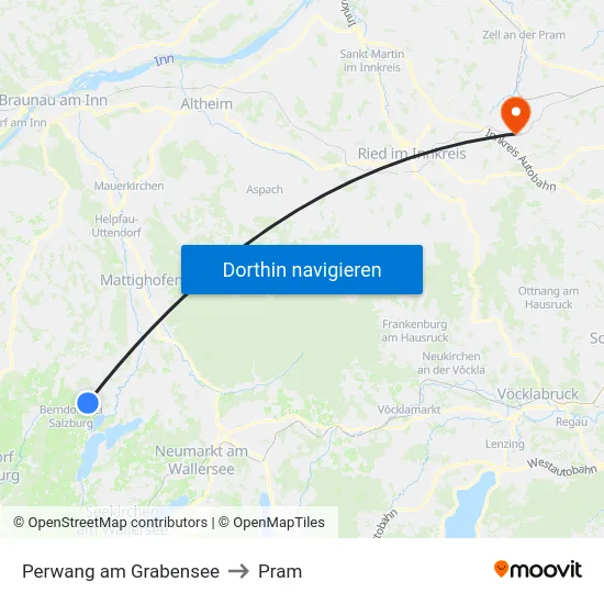 Perwang am Grabensee to Pram map