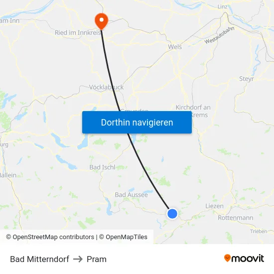 Bad Mitterndorf to Pram map