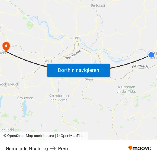 Gemeinde Nöchling to Pram map