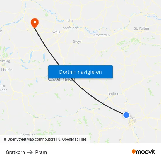 Gratkorn to Pram map