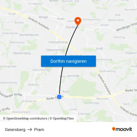 Geiersberg to Pram map