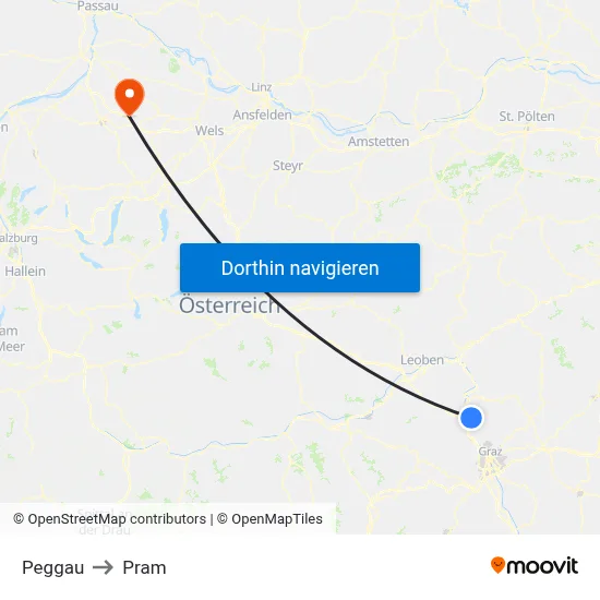 Peggau to Pram map