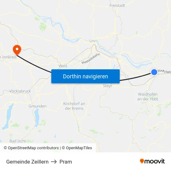 Gemeinde Zeillern to Pram map