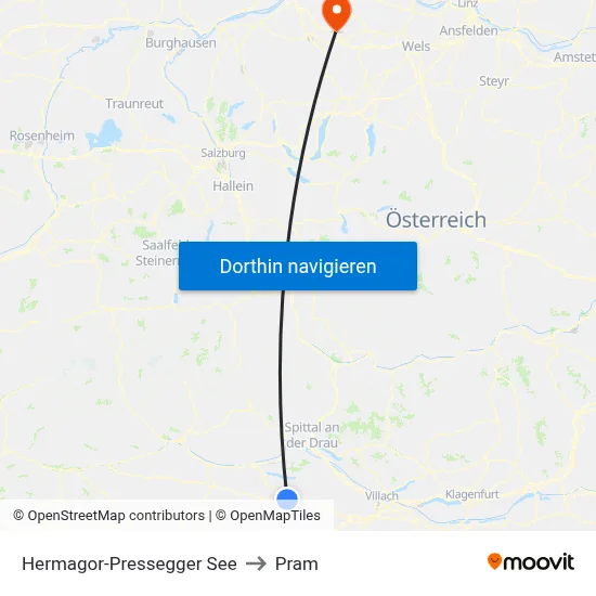 Hermagor-Pressegger See to Pram map