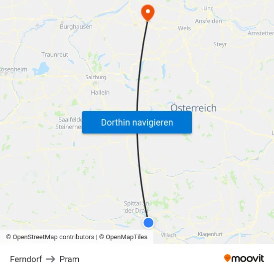 Ferndorf to Pram map