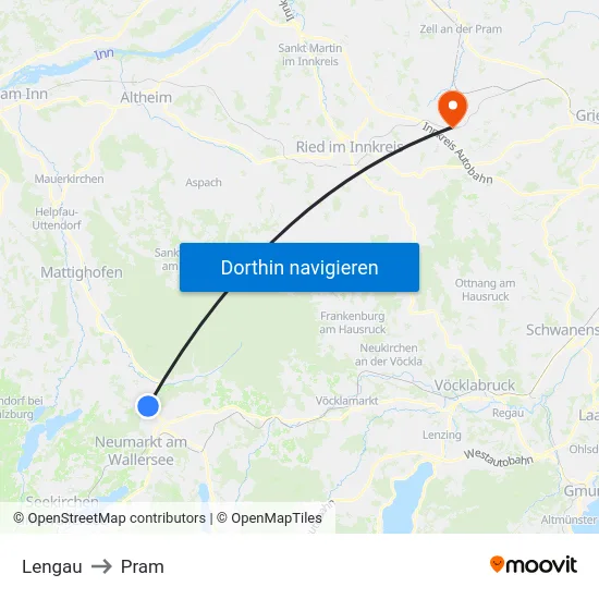 Lengau to Pram map