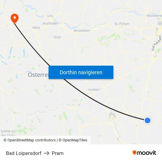Bad Loipersdorf to Pram map