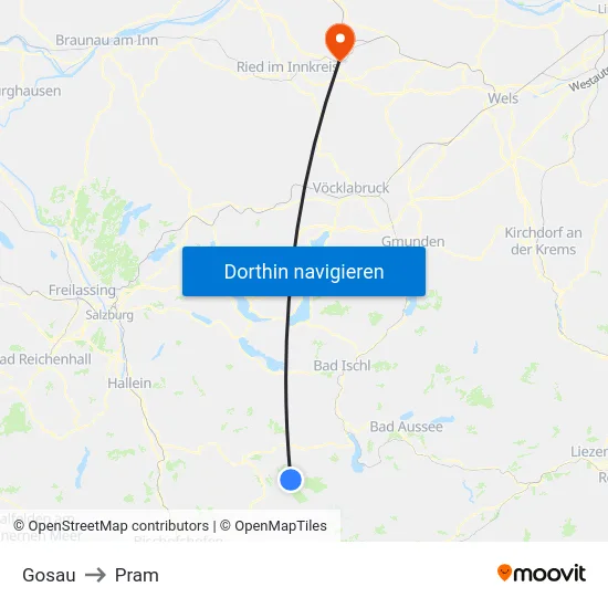 Gosau to Pram map