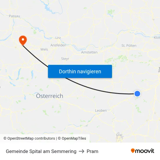 Gemeinde Spital am Semmering to Pram map