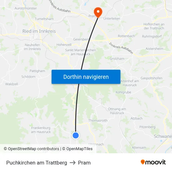 Puchkirchen am Trattberg to Pram map