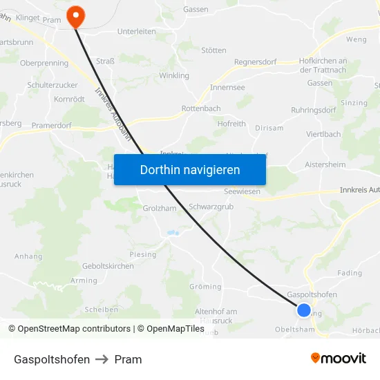Gaspoltshofen to Pram map