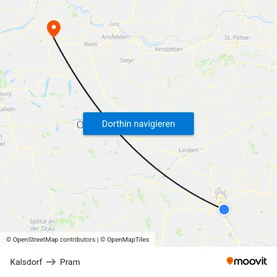 Kalsdorf to Pram map