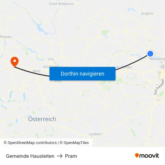 Gemeinde Hausleiten to Pram map