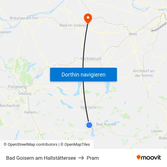 Bad Goisern am Hallstättersee to Pram map