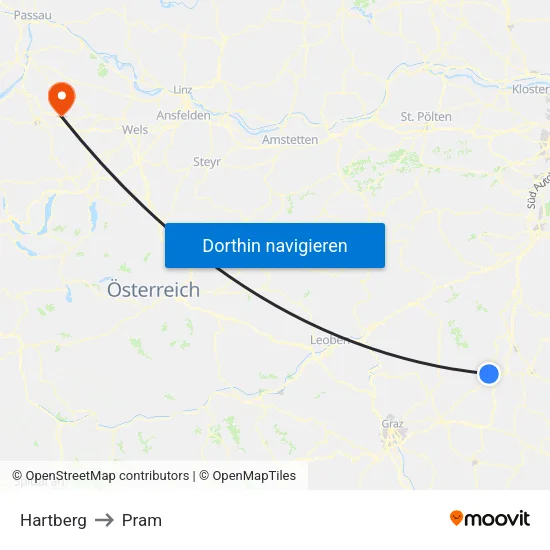 Hartberg to Pram map