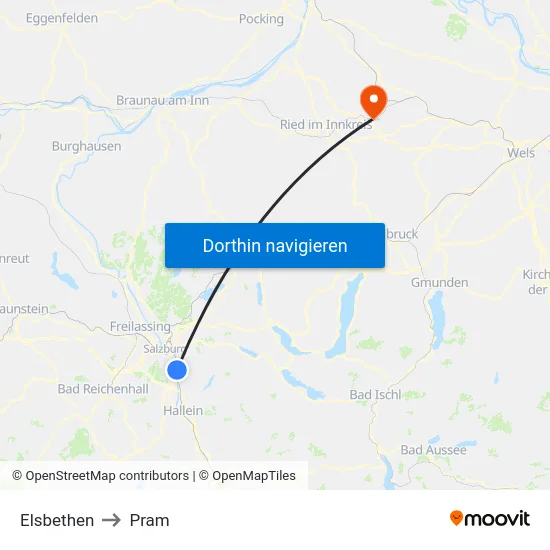 Elsbethen to Pram map