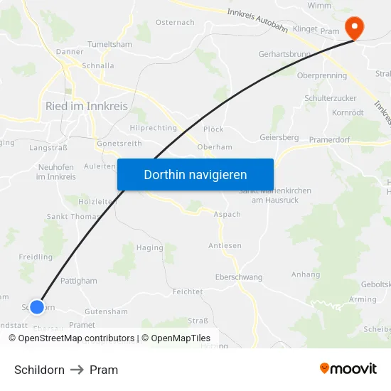 Schildorn to Pram map