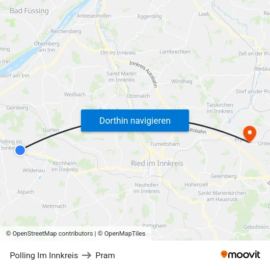 Polling Im Innkreis to Pram map
